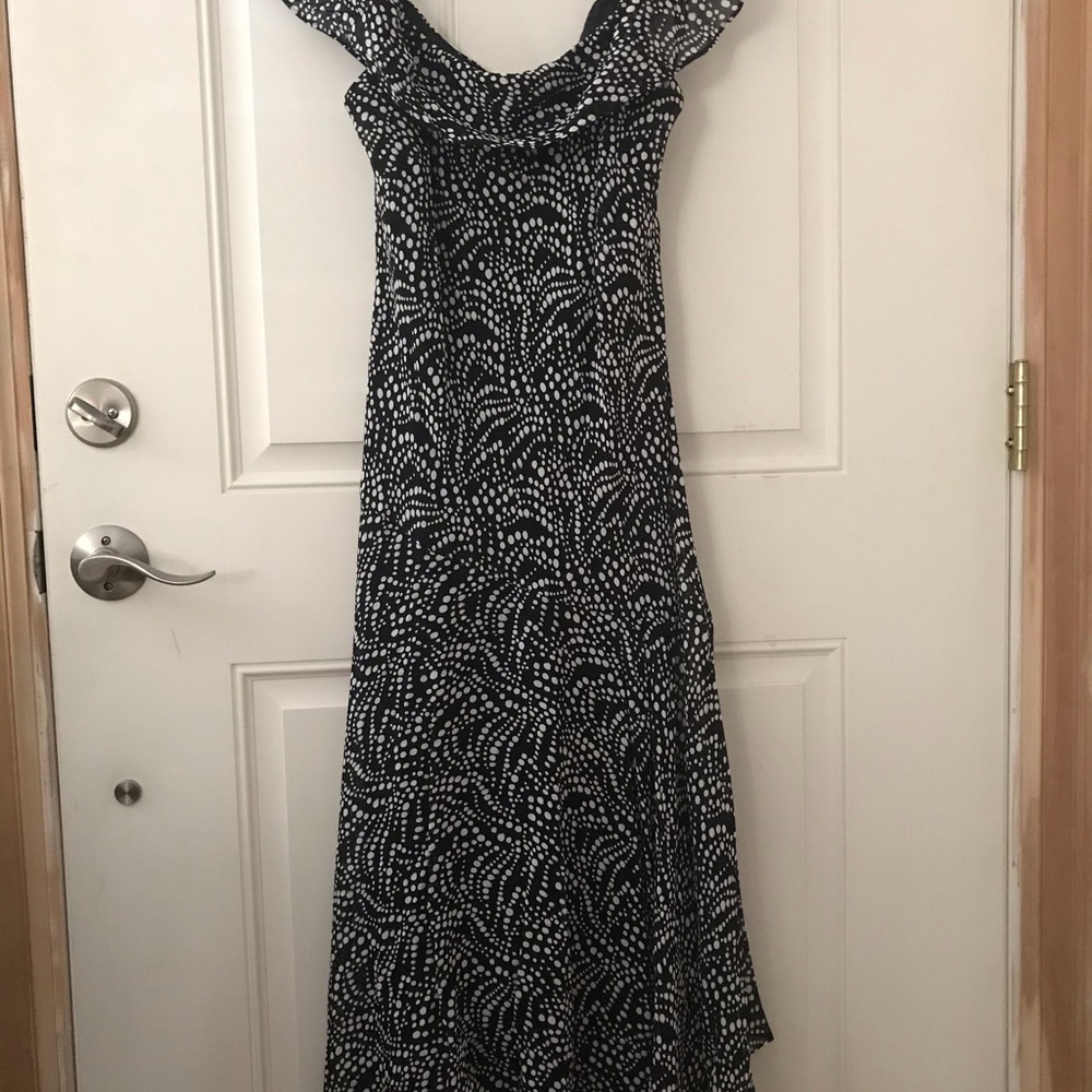 Evan-Picone Black & White Polka Dot Print Lined Dress Size 6